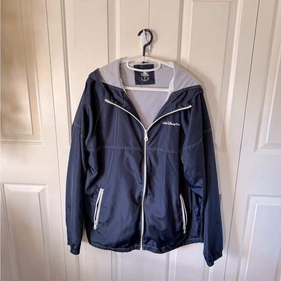 Disney Jackets & Blazers - Disney World Navy Blue Hooded Windbreaker Jacket Adult Large Raincoat